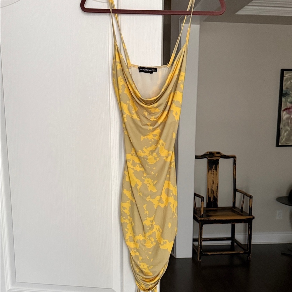 PrettyLittleThing Yellow and Tan Dress